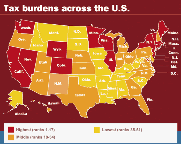 Tax Burdens Across the U.S. Graphic